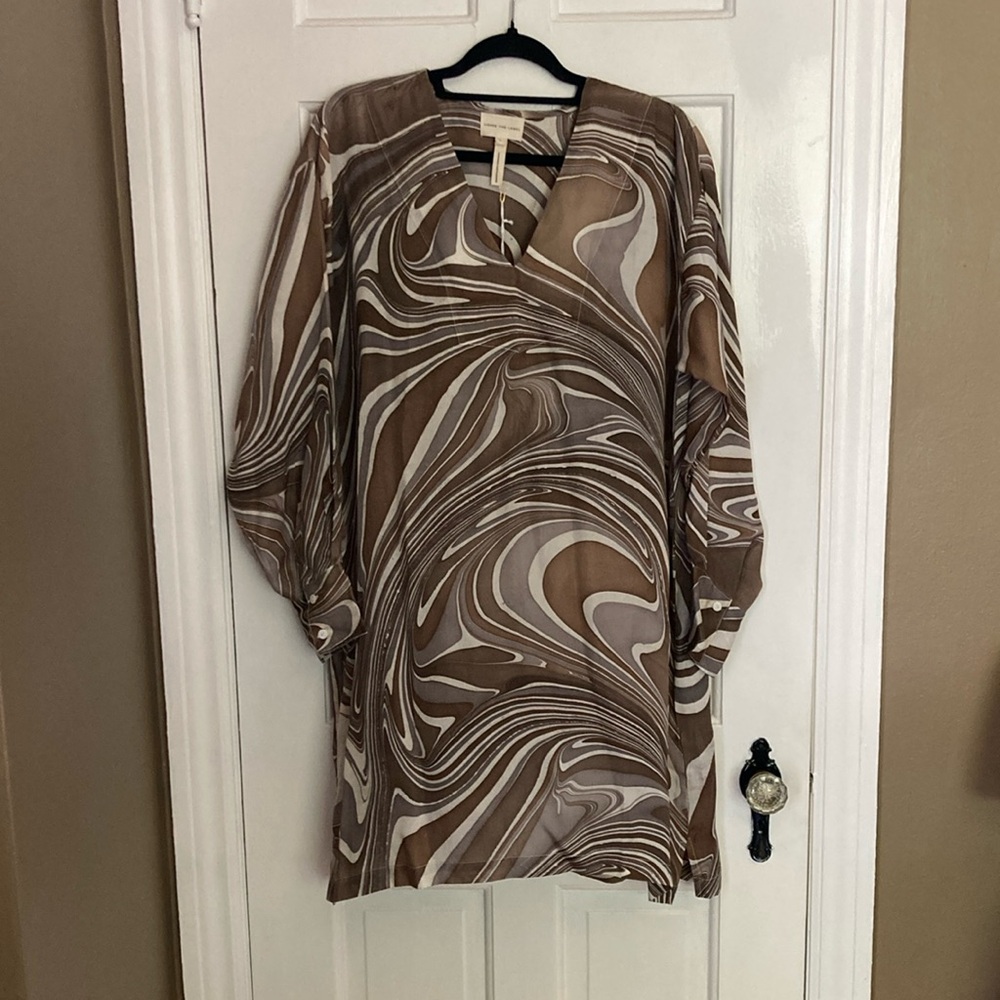 Elegant Brown Swirl Dress